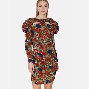 NWT Walter Baker Red Floral Royal Garden Verlee Puff Sleeves Mini Dress Size 2